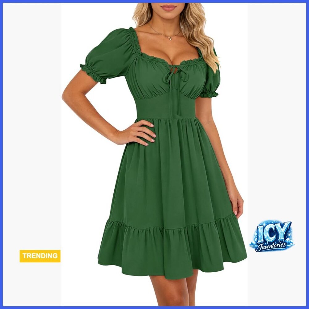 Corset Mini Dress Puff Sleeve Square Neck Babydoll Cottagecore